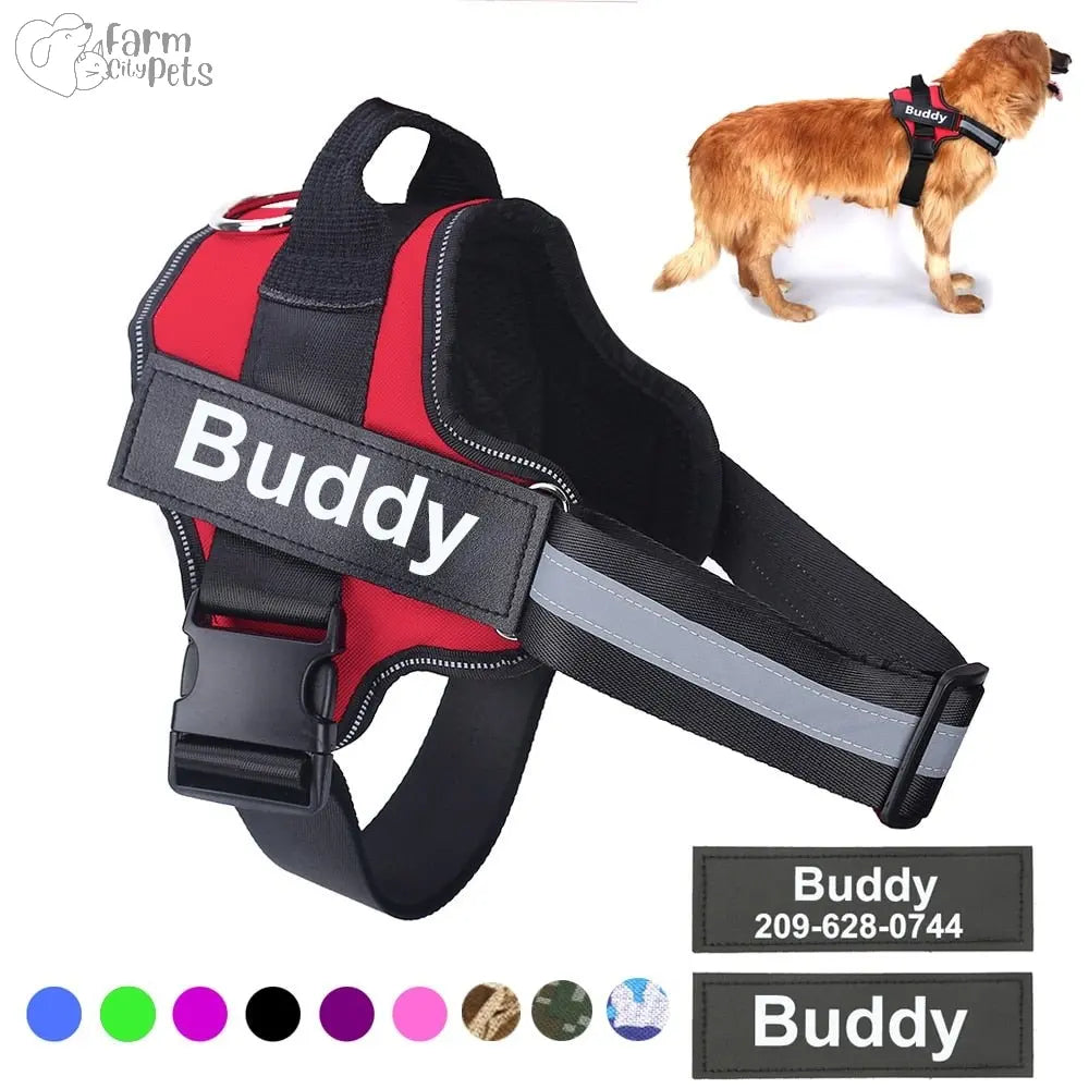 Custom No Pull Reflective Dog Harness - Add Your Pet's Name Farm City Pets