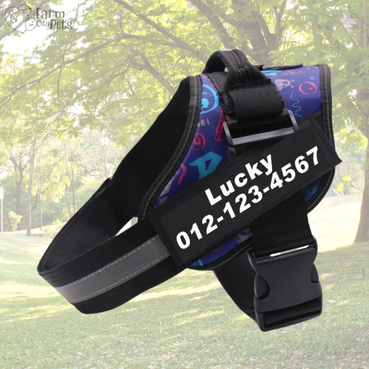 Custom No Pull Reflective Dog Harness - Add Your Pet's Name Farm City Pets