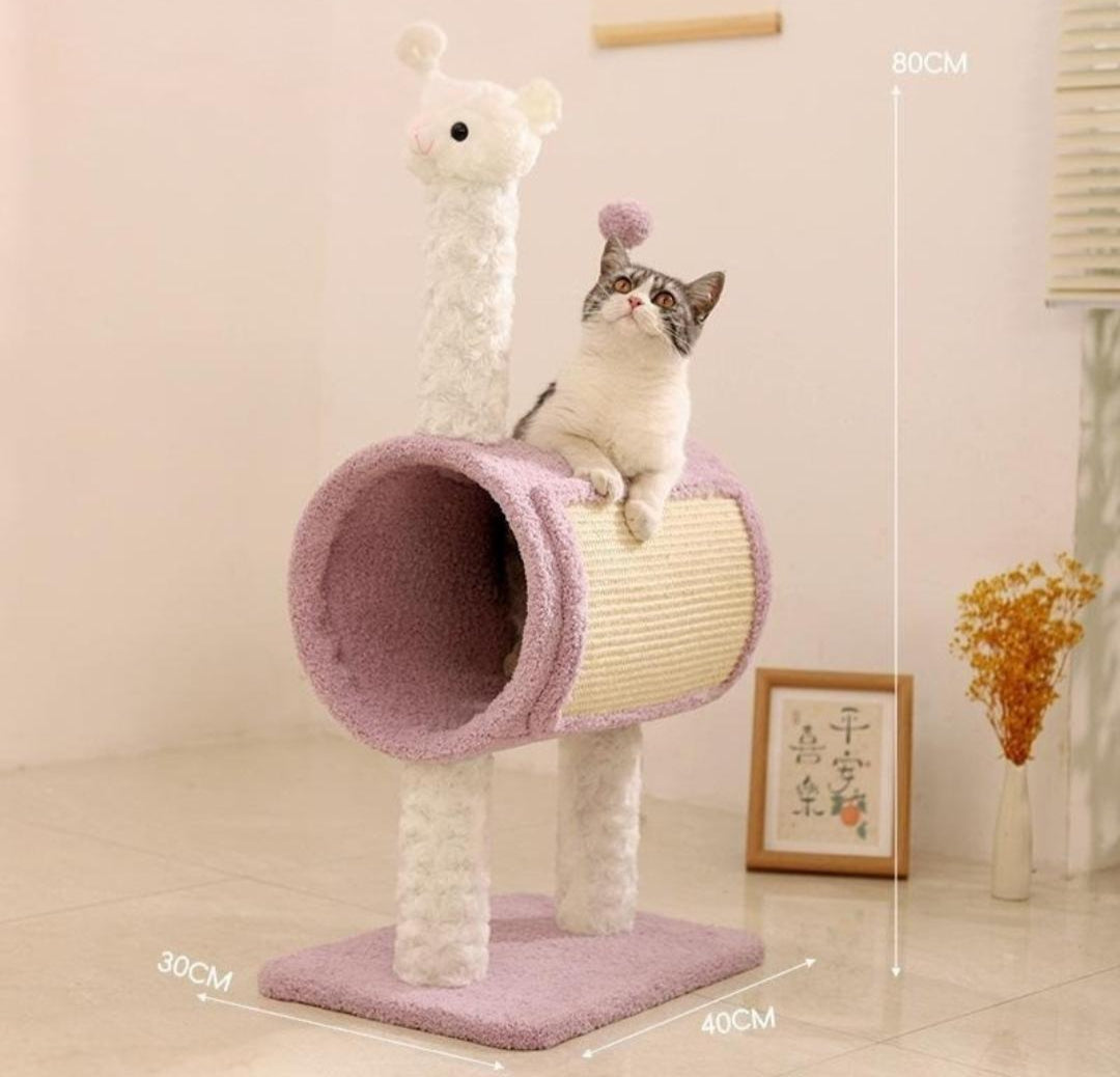 Llama Cat Tree – Tunnel Hideaway & Scratching Post for Aussie Cats Size Dimensions