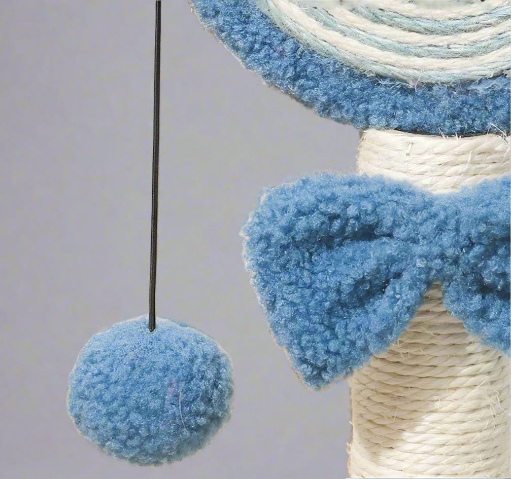 Close-Up of Mushroom Cat Scratching Post Ball and Bow Farm City Pets