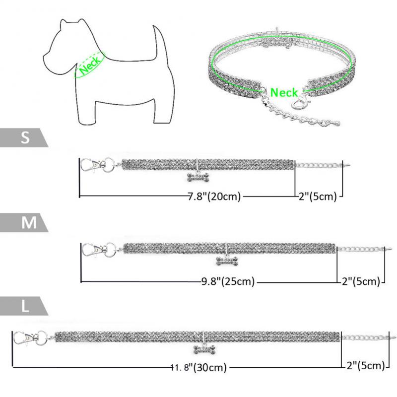 Glitter Stretch Collar for Small Dogs Size Dimensions