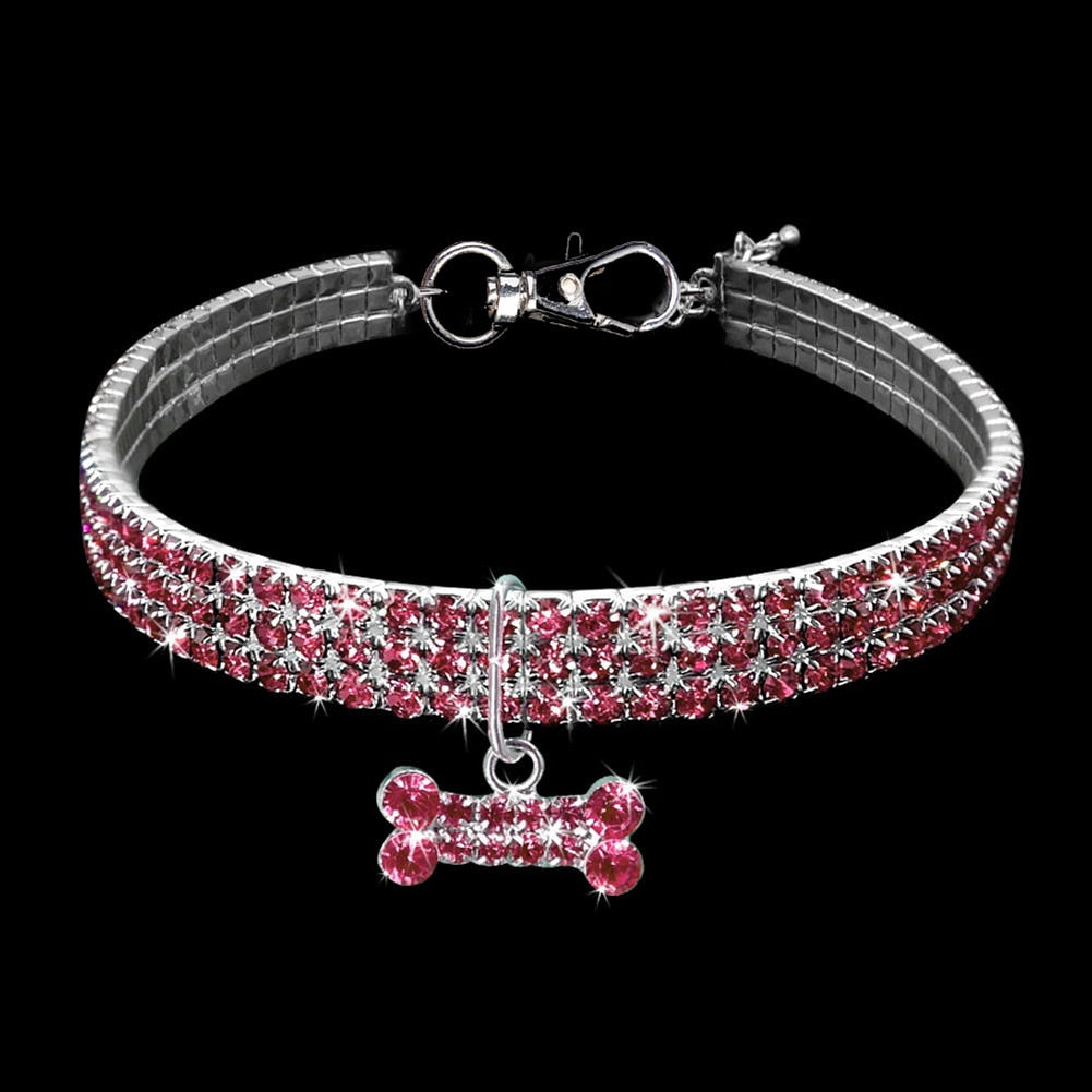 Pink Glitter Stretch Collar for Small Dogs