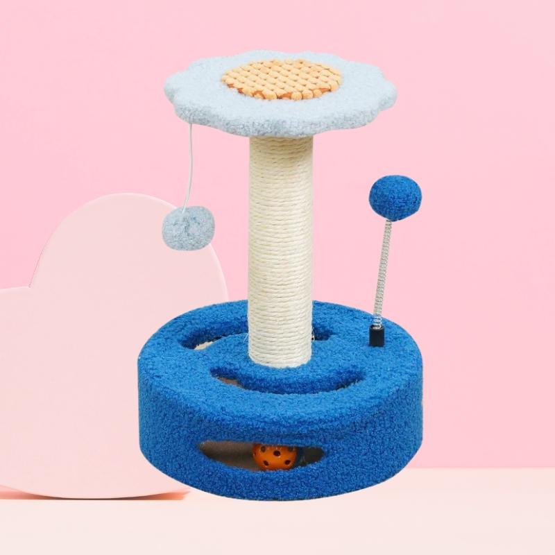 KittyBlossom Compact Cat Scratcher - 35cm with Play Balls