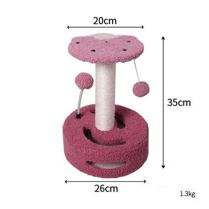 KittyBlossom Compact Cat Scratcher - 35cm with Play Balls