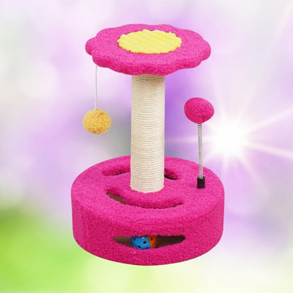 KittyBlossom Compact Cat Scratcher - 35cm with Play Balls