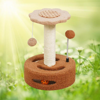 KittyBlossom Compact Cat Scratcher - 35cm with Play Balls