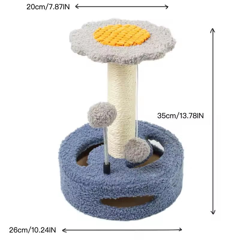 KittyBlossom Compact Cat Scratcher - 35cm with Play Balls