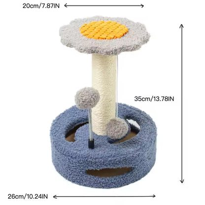 KittyBlossom Compact Cat Scratcher - 35cm with Play Balls