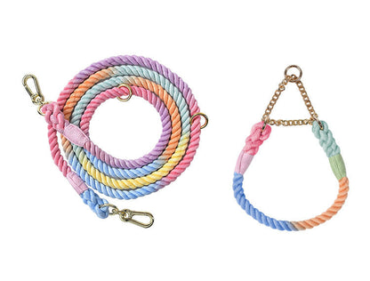 Premium Rope Dog Collar & Leash Set – Gold Hardware