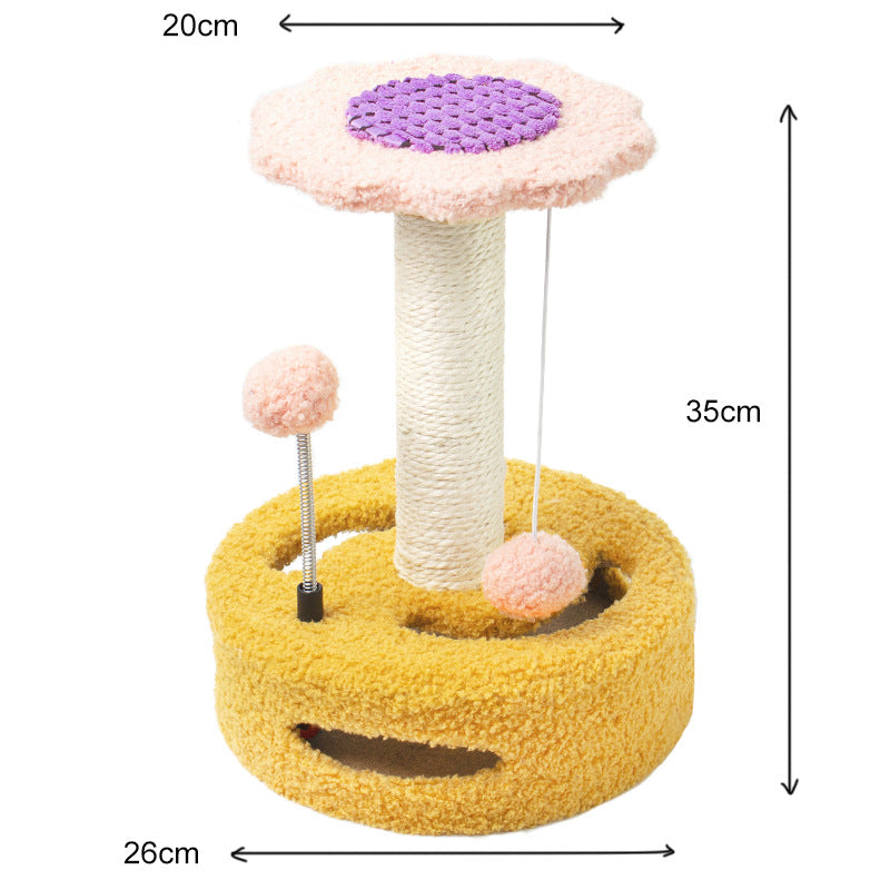 KittyBlossom Compact Cat Scratcher - 35cm with Play Balls
