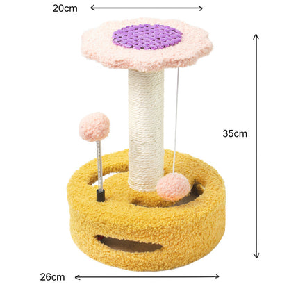 KittyBlossom Compact Cat Scratcher - 35cm with Play Balls
