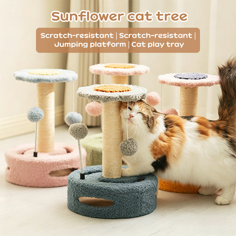 KittyBlossom Compact Cat Scratcher - 35cm with Play Balls
