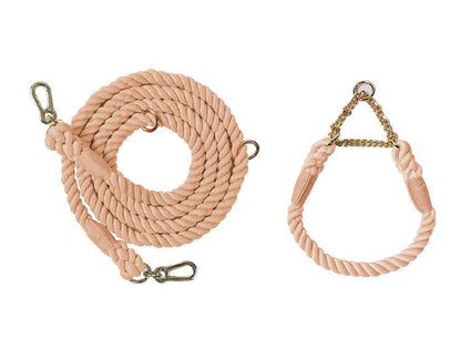 Premium Rope Dog Collar & Leash Set – Gold Hardware