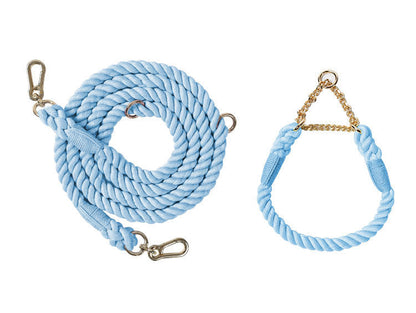 Premium Rope Dog Collar & Leash Set – Gold Hardware
