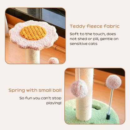 KittyBlossom Compact Cat Scratcher - 35cm with Play Balls