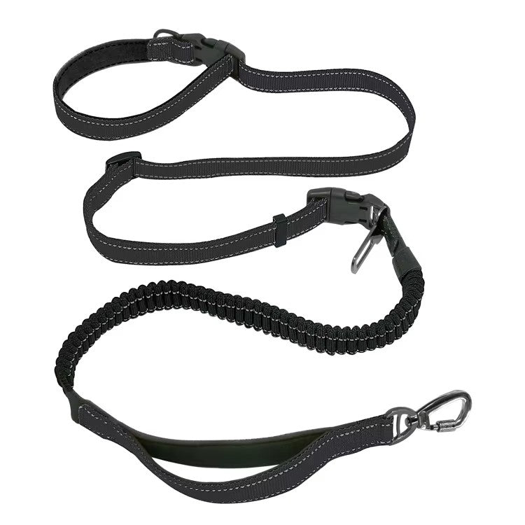 6-in-1 Multi-Use Hands-Free Dog Leash in Black with reflective adjustable design on white background