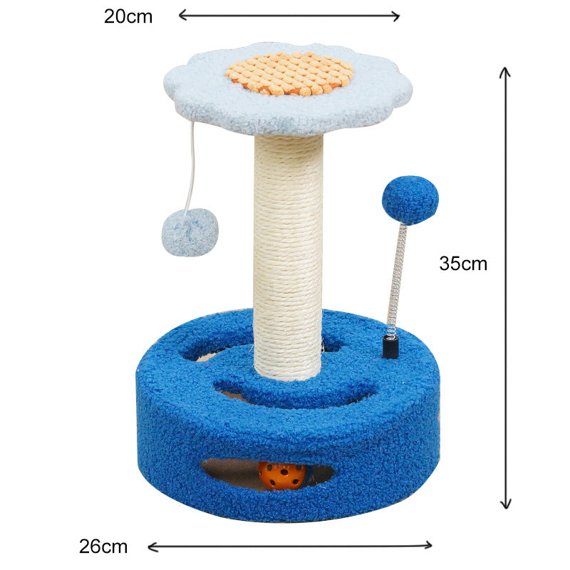 KittyBlossom Compact Cat Scratcher - 35cm with Play Balls