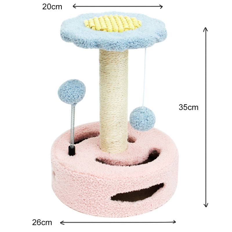 KittyBlossom Compact Cat Scratcher - 35cm with Play Balls