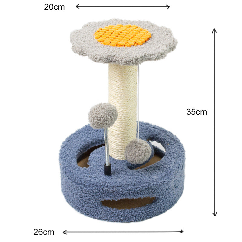 KittyBlossom Compact Cat Scratcher - 35cm with Play Balls