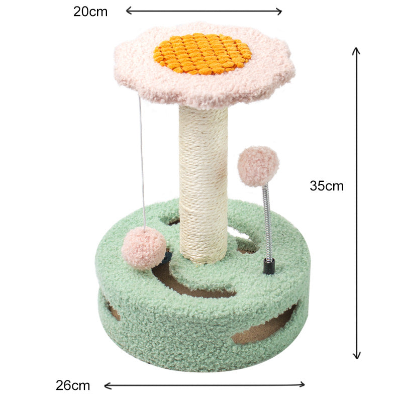 KittyBlossom Compact Cat Scratcher - 35cm with Play Balls