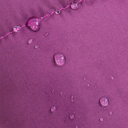 Waterproof purple dog jacket with rain droplets – water-repellent surface detail