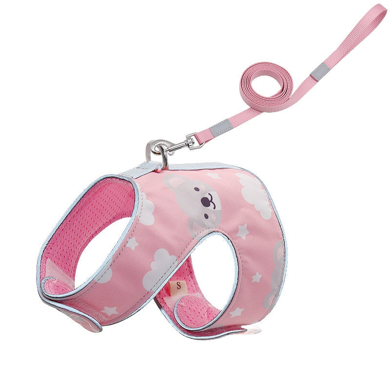 Cat harness and leash Pink Koala white background