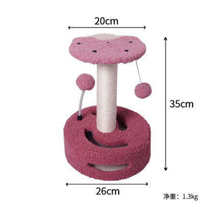 KittyBlossom Compact Cat Scratcher - 35cm with Play Balls
