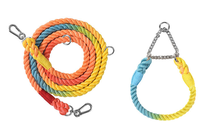 Premium Rope Dog Collar & Leash Set – Gold Hardware