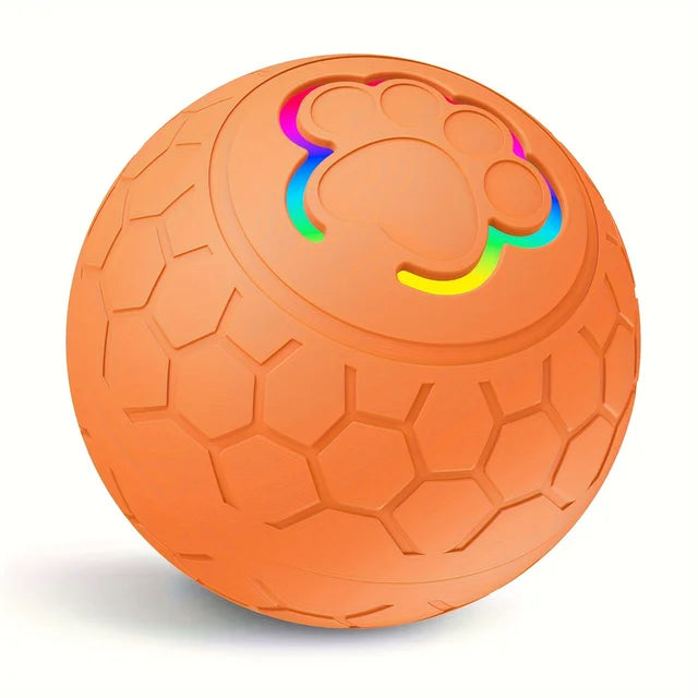 GlowMotion Smart Pet Ball – Interactive Rolling & Bouncing LED Toy Orange Variant