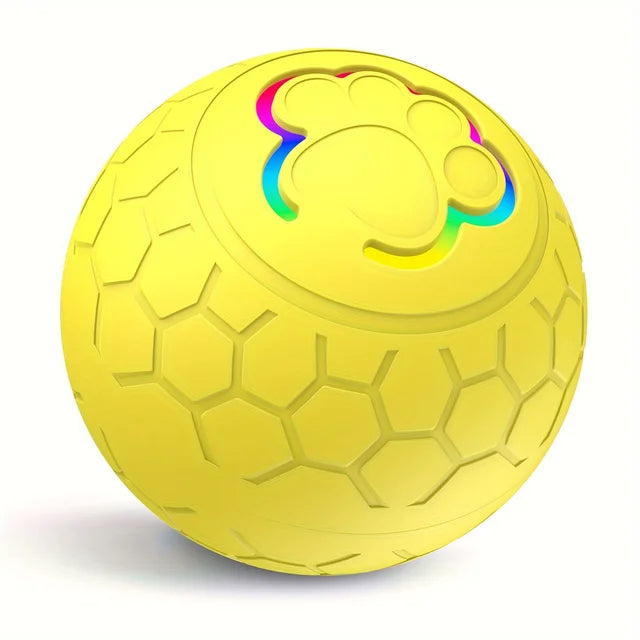 GlowMotion Smart Pet Ball – Interactive Rolling & Bouncing LED Toy Yellow Variant