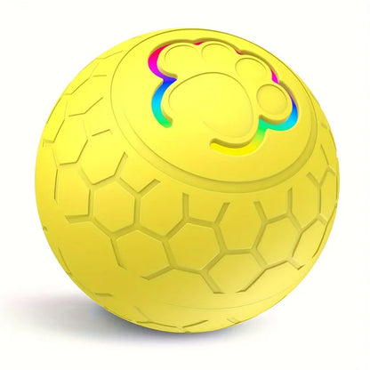GlowMotion Smart Pet Ball – Interactive Rolling & Bouncing LED Toy Yellow Variant