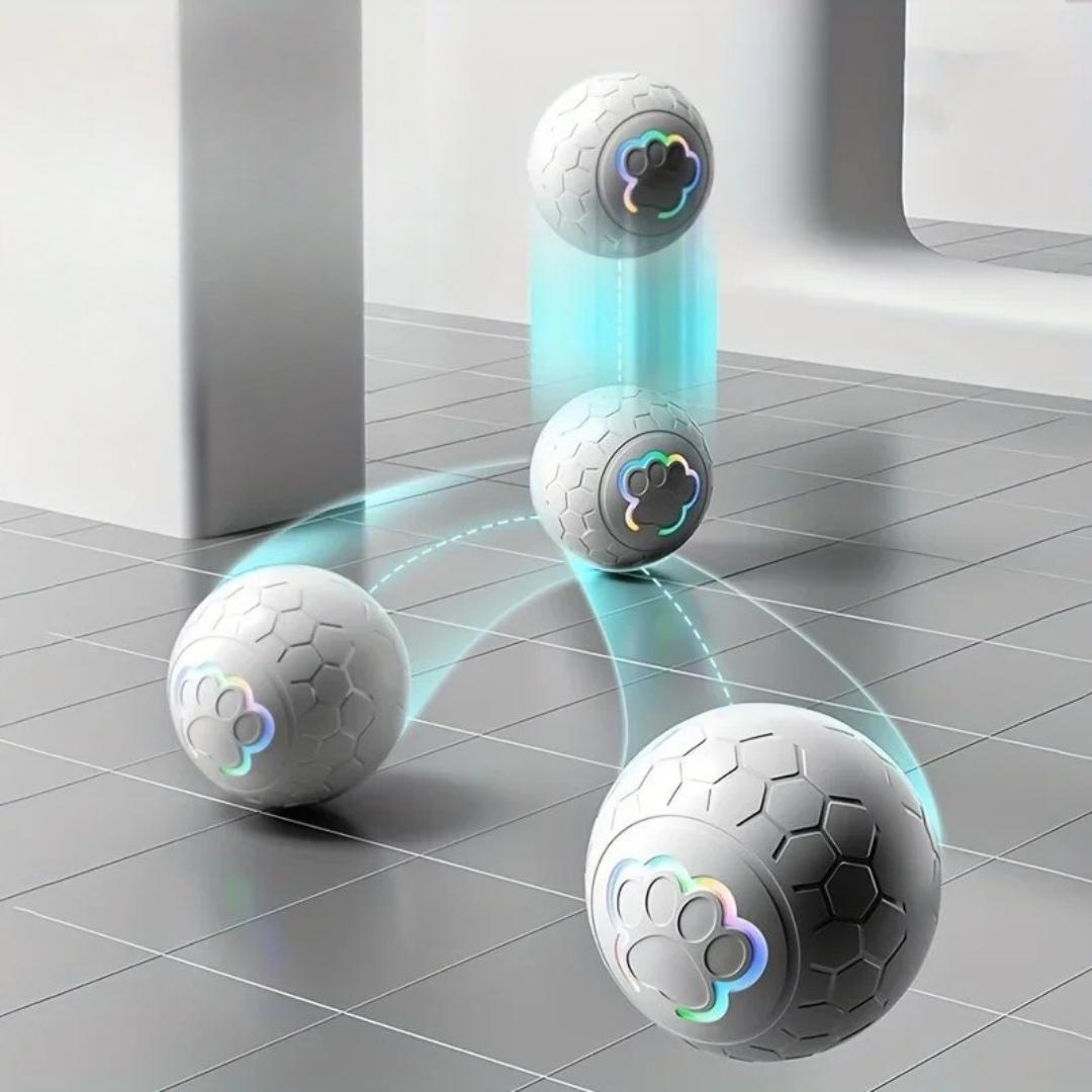 GlowMotion Smart Pet Ball action bouncing shot on tile floor