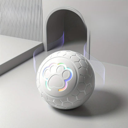 GlowMotion Smart Pet Ball grey showing rolling motion diretion