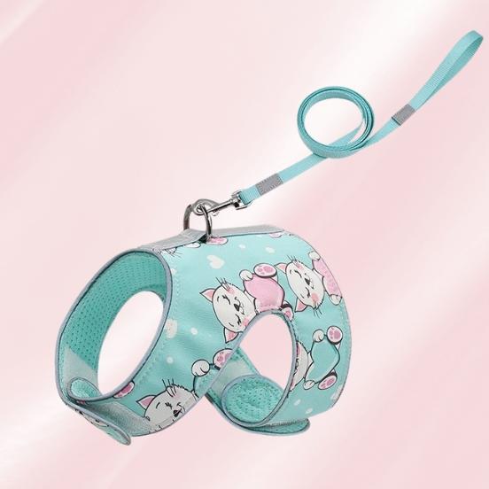 Cute & Comfy Cat Harness + Leash Set - Breathable, Reflective Green Kitten Unicorn Variant
