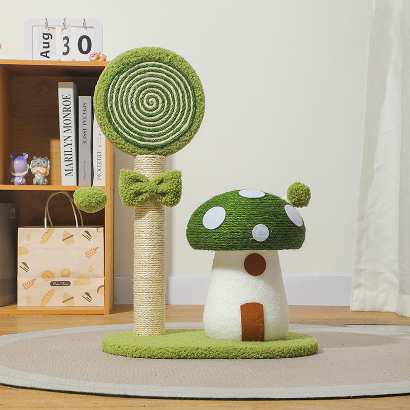 Green Mushroom Cat Scratcher for Small Cats – Anti-Slip Design Farm City Pets