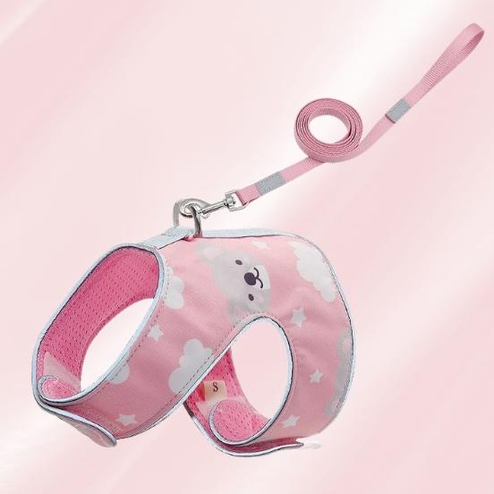 Cute & Comfy Cat Harness + Leash Set - Breathable, Reflective Pink Koala Cloud Variant