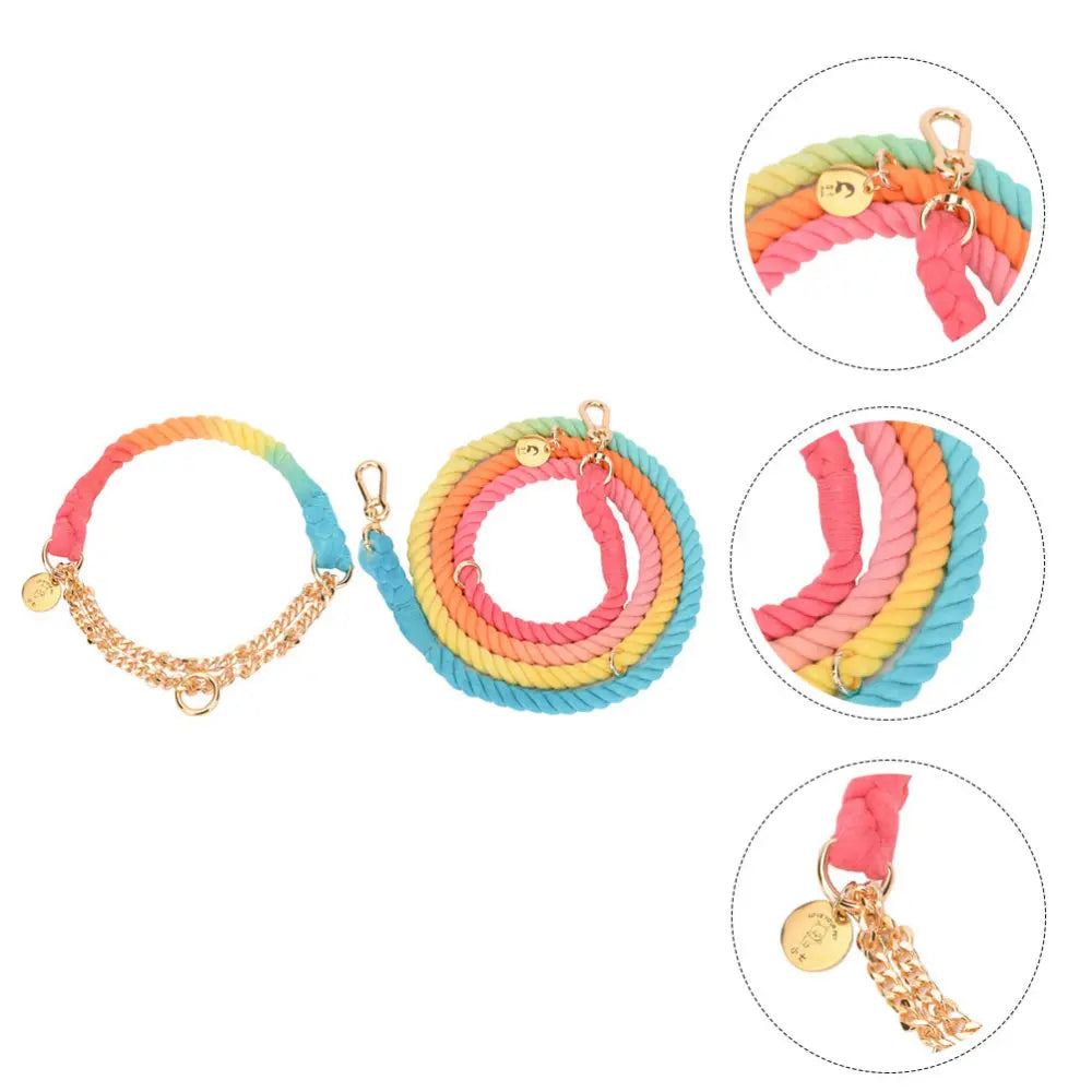 Premium Cotton Rope Dog Leash available in four colourful cotton rope designs with gold hardware
