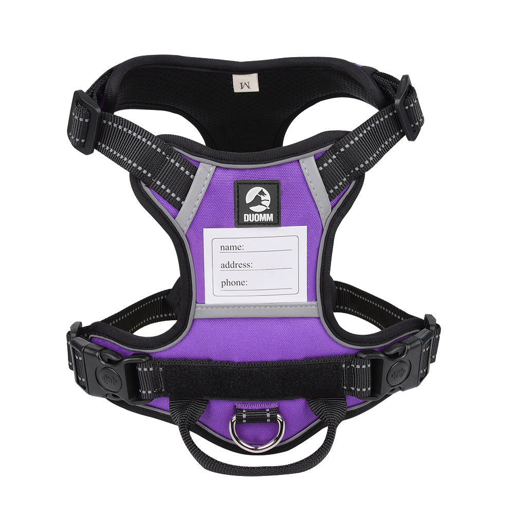 Reflective No-Pull Dog Harness – Anti-Escape, Heavy-Duty Fit for Large Breeds purple white background