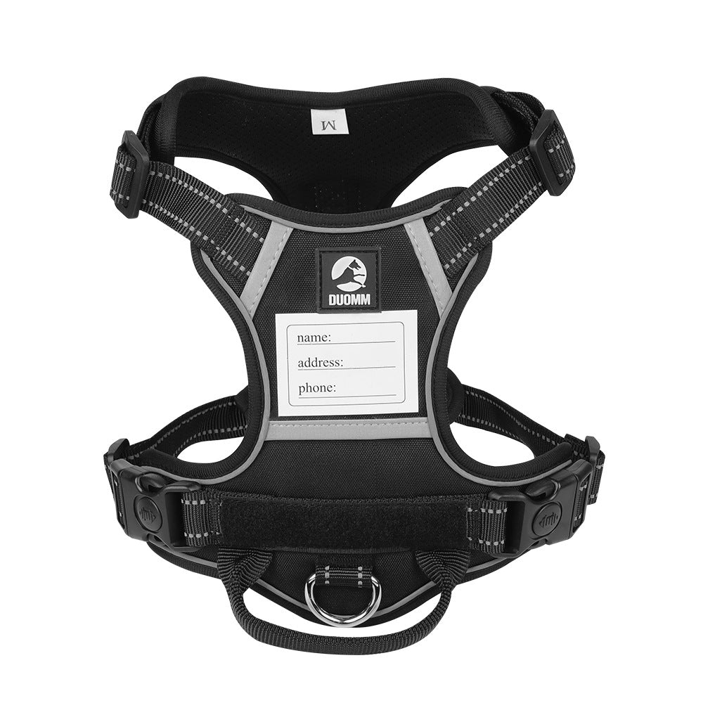 Reflective No-Pull Dog Harness – Anti-Escape, Heavy-Duty Fit for Large Breeds Black White Background