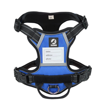 Reflective No-Pull Dog Harness – Anti-Escape, Heavy-Duty Fit for Large Breeds Blue White Background