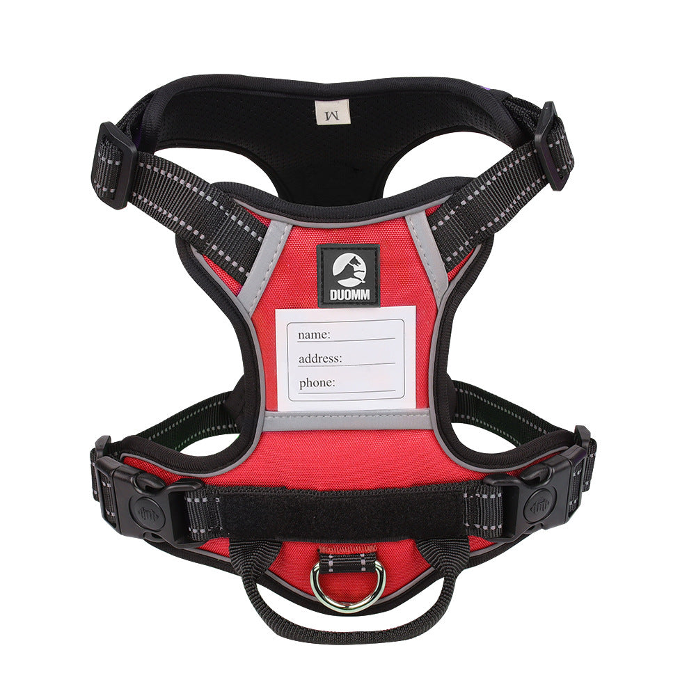Reflective No-Pull Dog Harness – Anti-Escape, Heavy-Duty Fit for Large Breeds Red White Background