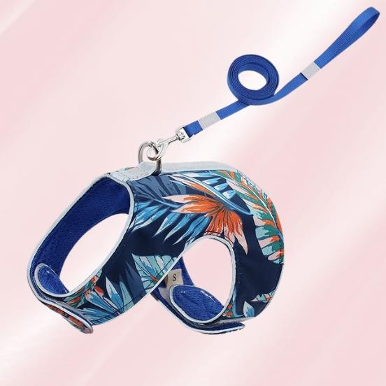 Cute & Comfy Cat Harness + Leash Set - Breathable, Reflective Blue Palms Variant