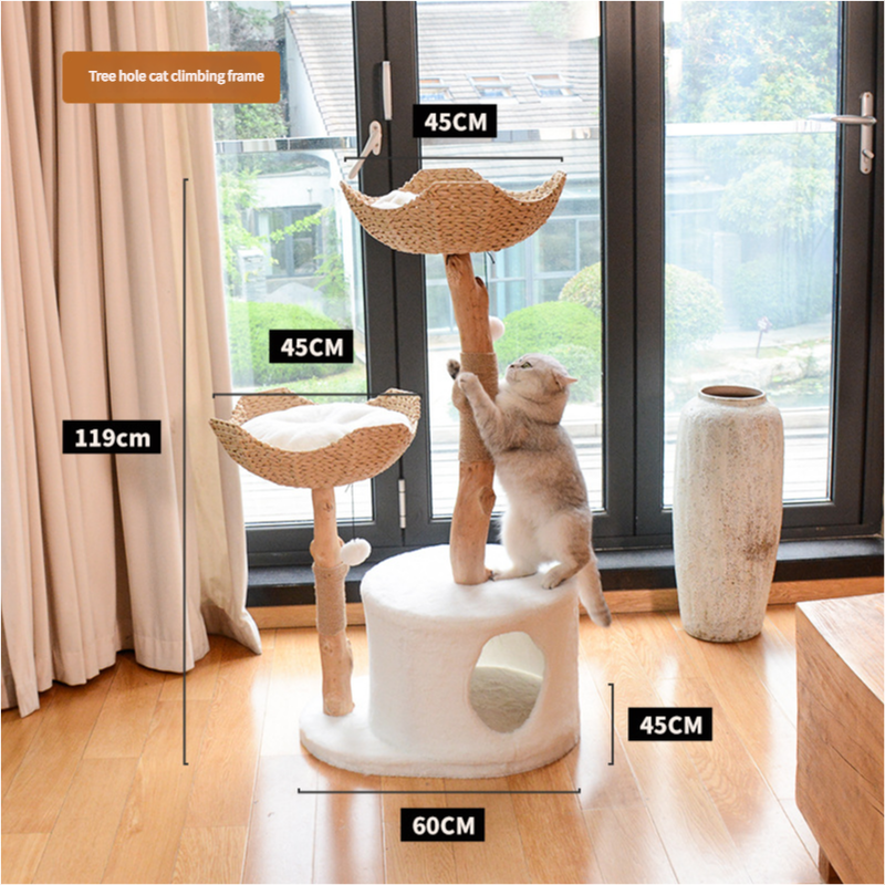 Multi‑Level Wooden Cat Climbing Tower in Living Room Sizes