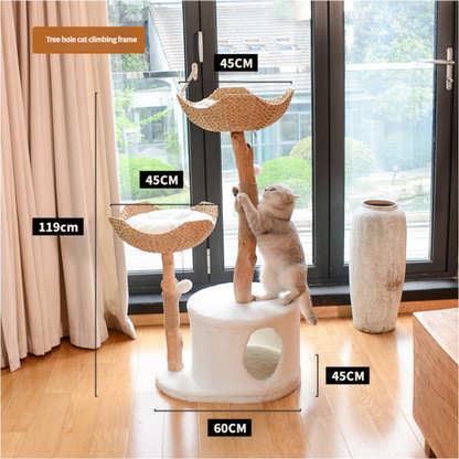 Multi‑Level Wooden Cat Climbing Tower in Living Room Sizes