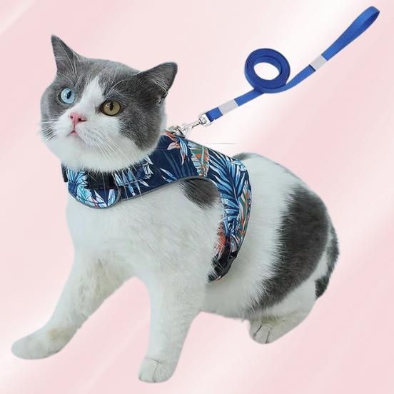 Reflective breathable cat harness for night walks