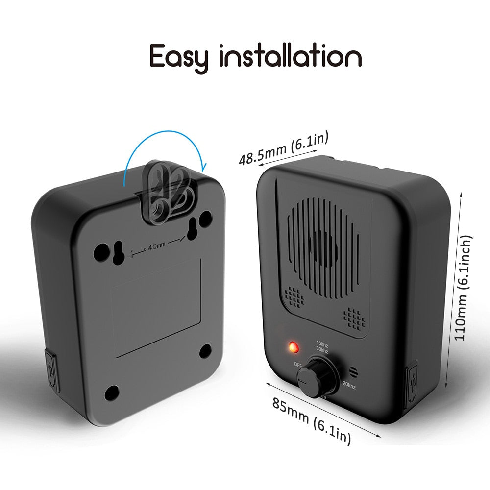 BarkLogic Ultrasonic Trainer device – front and back view on white background
