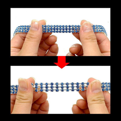 blue-rhinestone-stretch-dog-collar demonstration